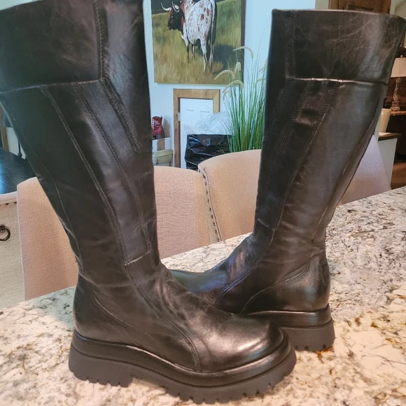 New A.S.98 DULCIE Black Knee-High Leather Boots 39 - Picture 2 of 10